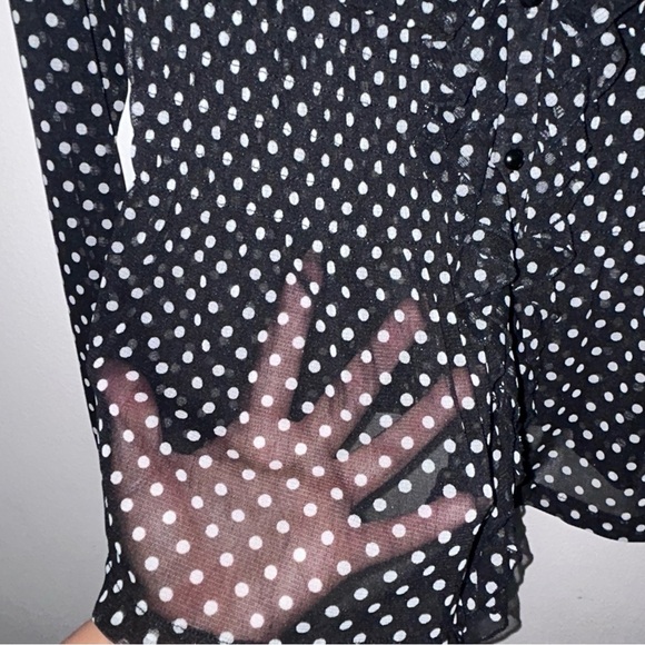 INC International Concepts Blue Ruffled Tie Front Blouse - Picture 4 of 5